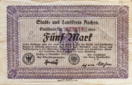 Аверс банкноты 5 marek (Niemcy) 1918