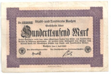 Аверс банкноты 100000 marek (Niemcy) 1923