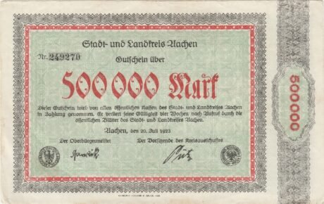 Аверс банкноты 500000 марок (Германия) 1923 года