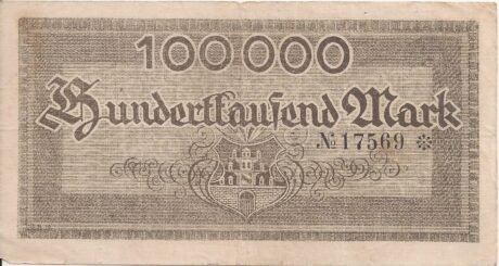 Реверс банкноты 100000 marek (Niemcy) 1923