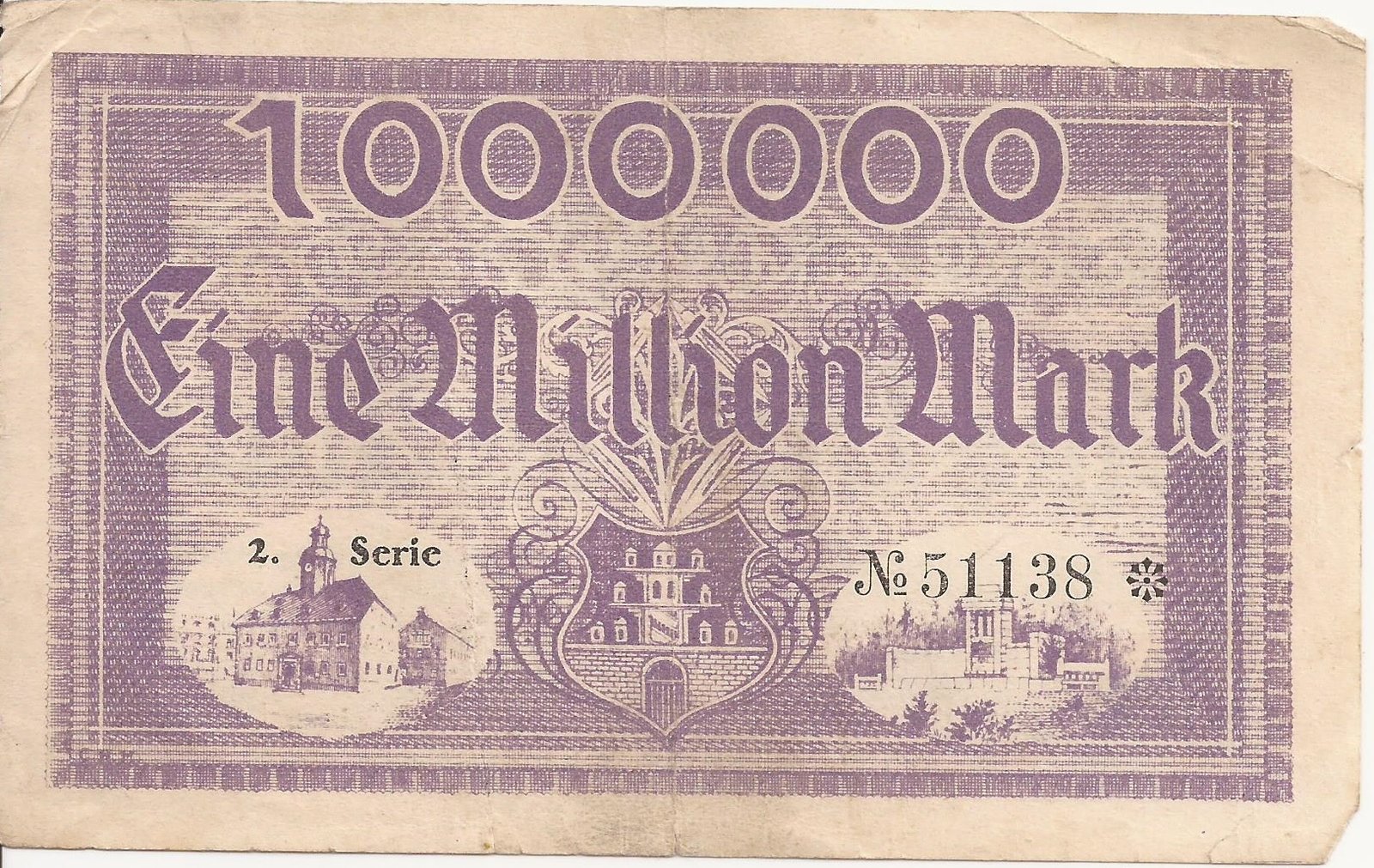 Реверс банкноты 1000000 марок (Германия) 1923 года