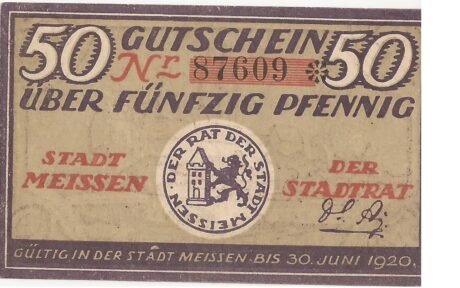 Аверс банкноты 50 fenigów (Niemcy) 1920