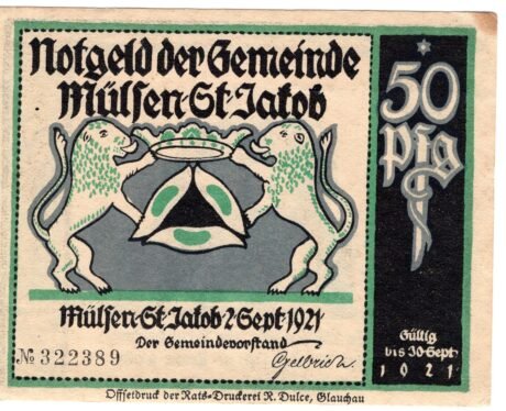 Аверс банкноты 50 fenigów (Niemcy) 1921