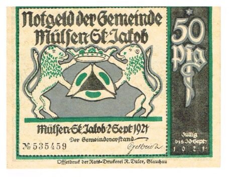 Аверс банкноты 50 fenigów (Niemcy) 1921