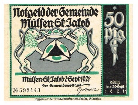 Аверс банкноты 50 fenigów (Niemcy) 1921