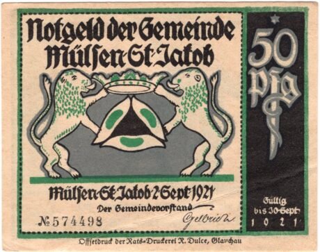 Аверс банкноты 50 fenigów (Niemcy) 1921