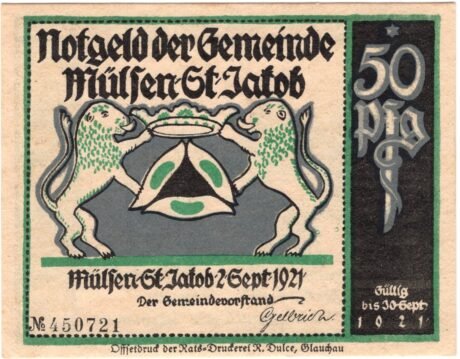 Аверс банкноты 50 fenigów (Niemcy) 1921