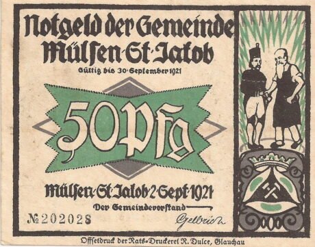 Аверс банкноты 50 fenigów (Niemcy) 1921