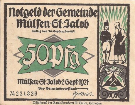 Аверс банкноты 50 fenigów (Niemcy) 1921