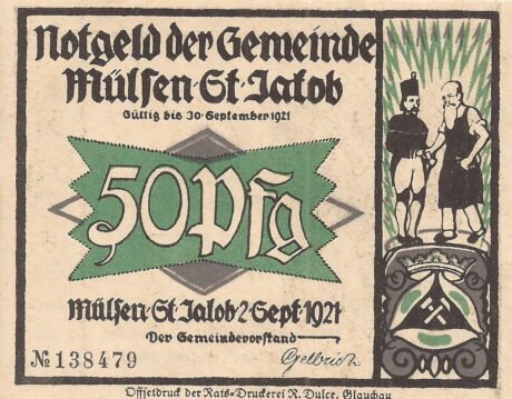 Аверс банкноты 50 fenigów (Niemcy) 1921