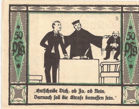 Реверс банкноты 50 fenigów (Niemcy) 1921