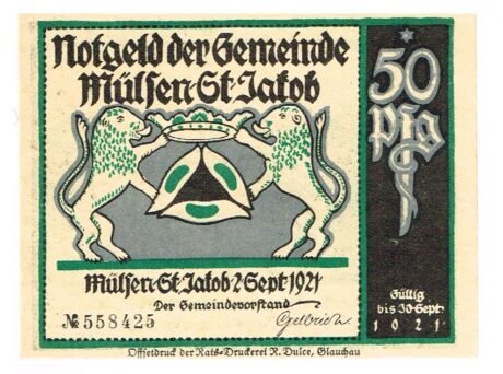 Аверс банкноты 50 fenigów (Niemcy) 1921