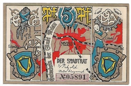 Аверс банкноты 5 fenigów (Niemcy) 1921