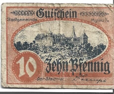 Аверс банкноты 10 fenigów (Niemcy)