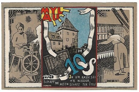 Реверс банкноты 10 fenigów (Niemcy) 1921