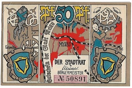 Аверс банкноты 50 fenigów (Niemcy) 1921