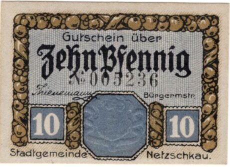 Аверс банкноты 10 fenigów (Niemcy)