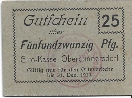 Аверс банкноты 25 fenigów (Niemcy)