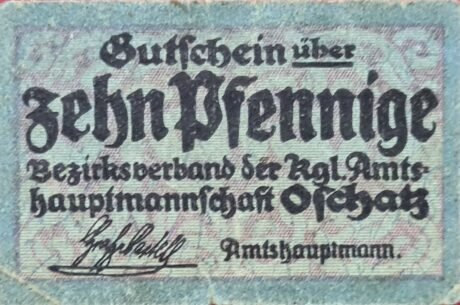 Аверс банкноты 10 fenigów (Niemcy) 1918