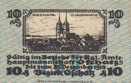 Реверс банкноты 10 fenigów (Niemcy) 1919
