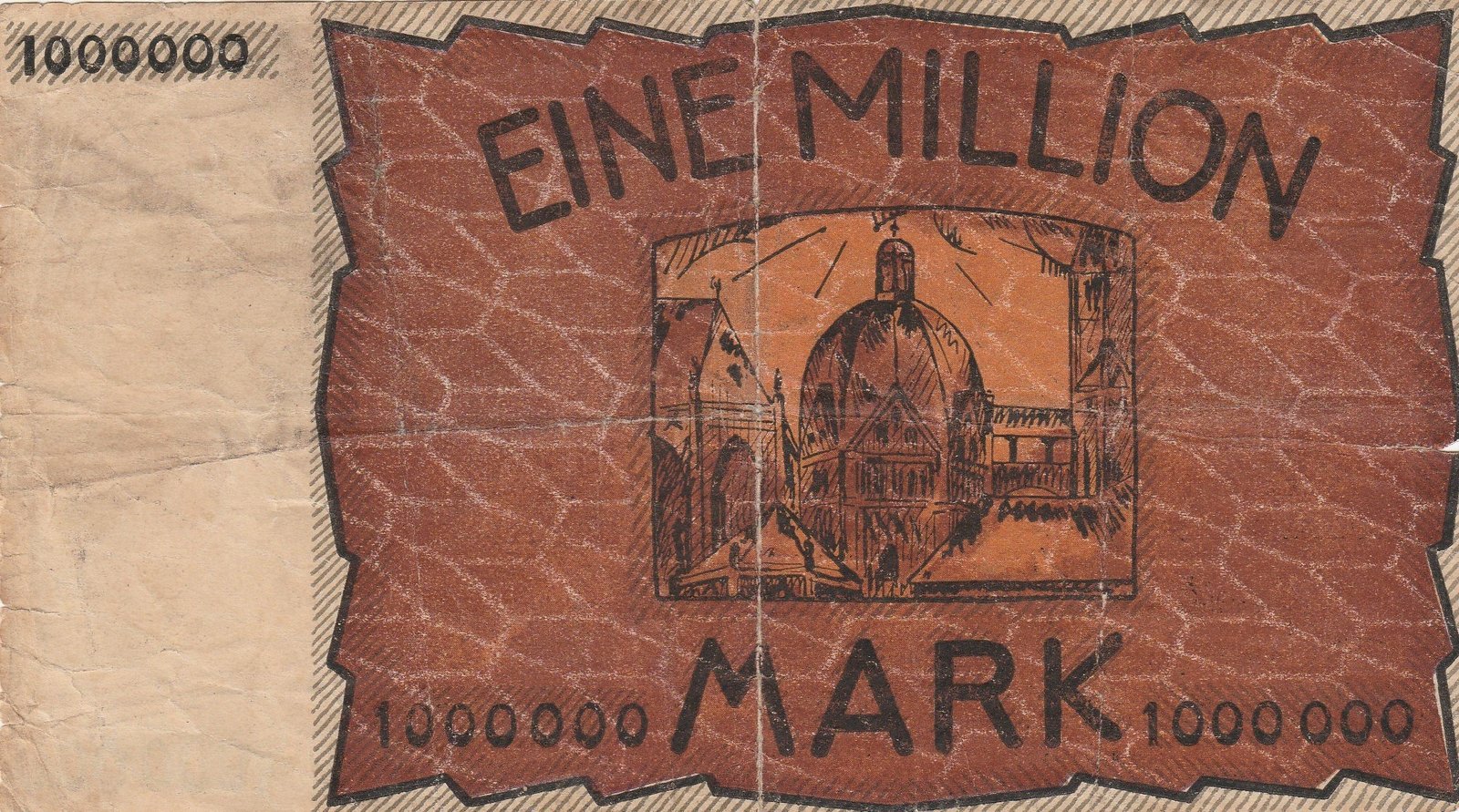 Реверс банкноты 1000000 марок (Германия) 1923 года