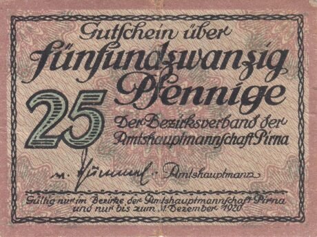 Аверс банкноты 25 fenigów (Niemcy)