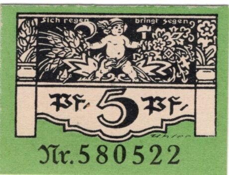 Реверс банкноты 5 fenigów (Niemcy)