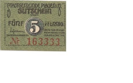 Аверс банкноты 5 fenigów (Niemcy)