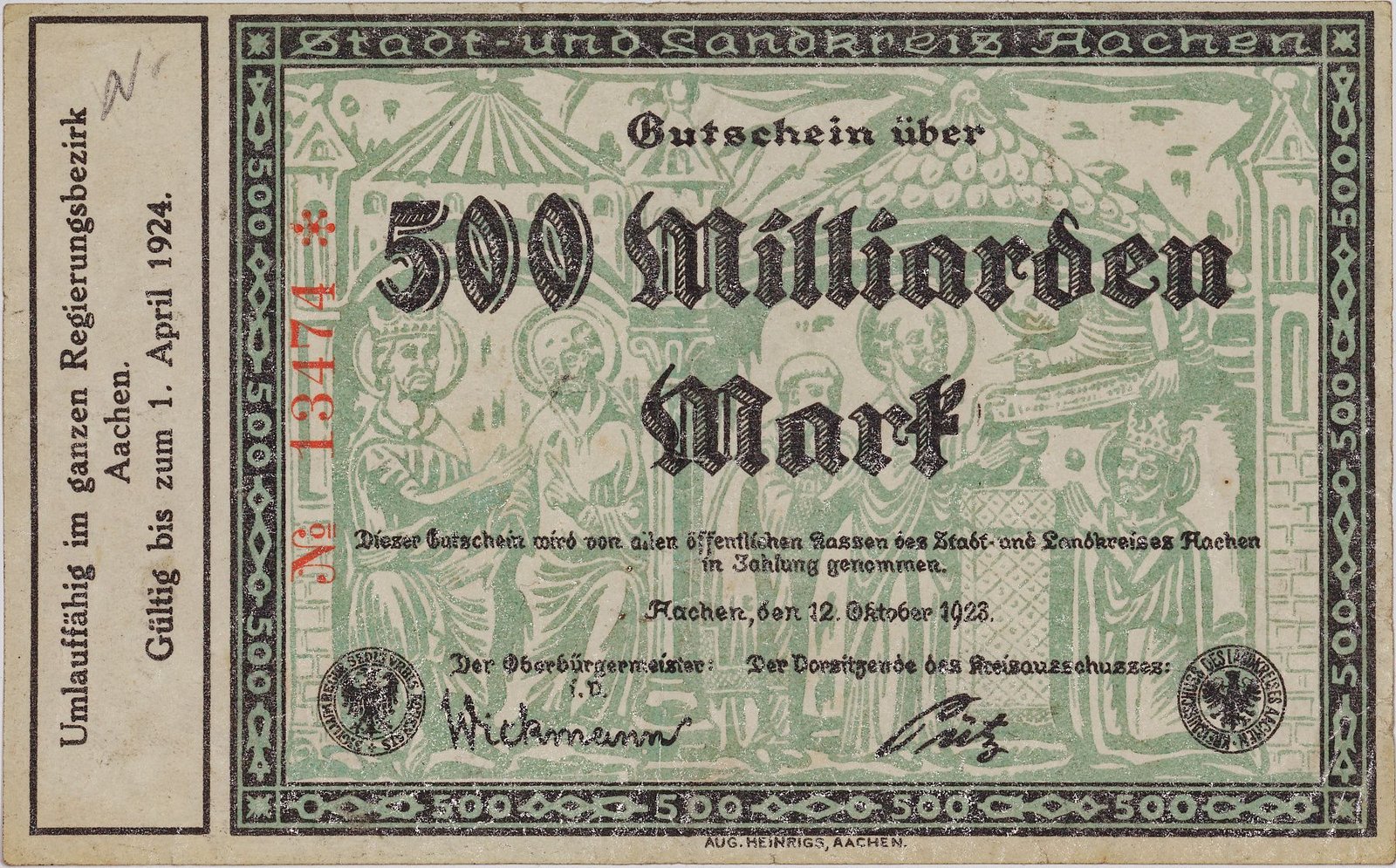 Аверс банкноты 500000000000 марок (Германия) 1923 года