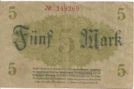 Реверс банкноты 5 marek (Niemcy) 1918