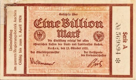 Аверс банкноты 1000000000000 марок (Германия) 1923 года