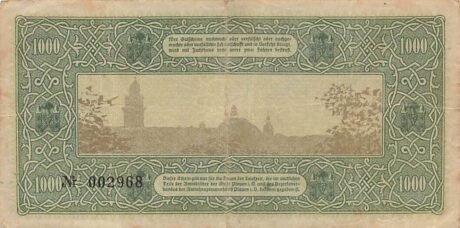 Реверс банкноты 1000 marek (Niemcy) 1922