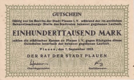 Аверс банкноты 100000 марок (Германия) 1923 года