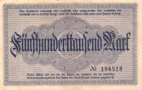 Реверс банкноты 500000 marek (Niemcy)