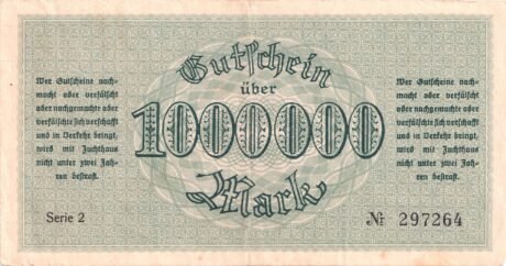 Реверс банкноты 1000000 марок (Германия) 1923 года