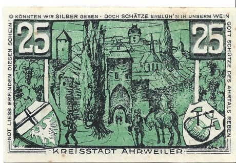 Реверс банкноты 25 fenigów zielona emisja (Niemcy) 1921