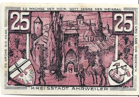 Реверс банкноты 25 fenigów redviolett (Niemcy) 1921