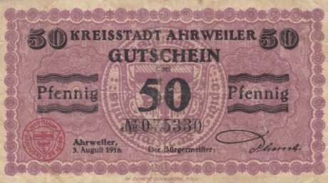 Аверс банкноты 50 fenigów (Niemcy) 1918