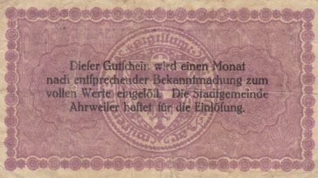 Реверс банкноты 50 fenigów (Niemcy) 1918