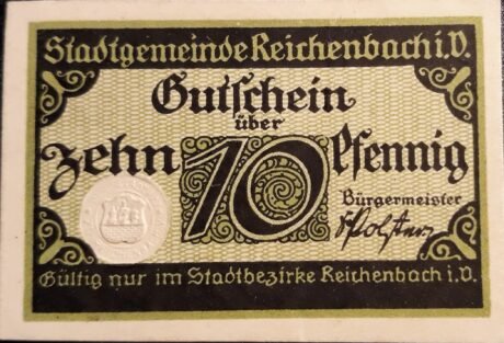 Аверс банкноты 10 пфеннигов (Германия)