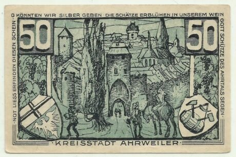 Реверс банкноты 50 fenigów, wydanie zielone (Niemcy) 1921