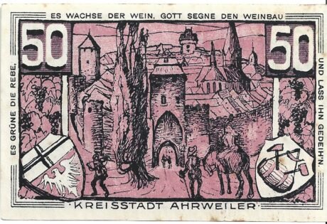 Реверс банкноты 50 fenigów Red Violett Issue (Niemcy) 1921