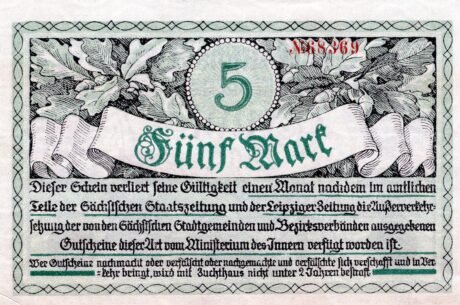 Реверс банкноты 5 marek (Niemcy) 1918