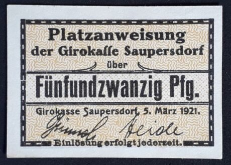 Аверс банкноты 25 fenigów (Niemcy) 1921