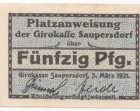 Аверс банкноты 50 fenigów (Niemcy) 1921