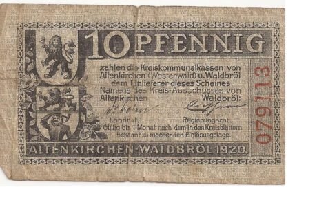 Аверс банкноты 10 пфеннигов (Германия) 1920 года