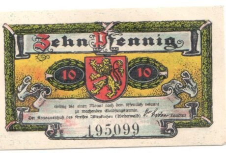 Аверс банкноты 10 пфеннигов (Германия) 1921 года