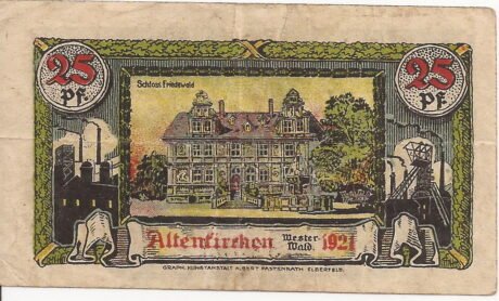 Реверс банкноты 25 fenigów (Niemcy) 1921