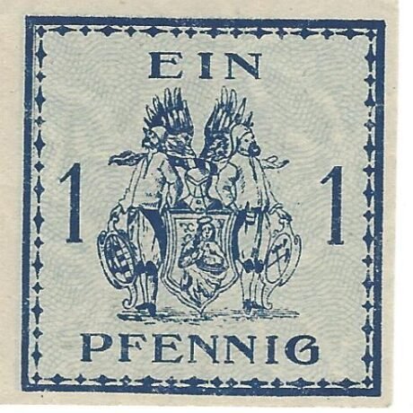 Реверс банкноты 1 fenig Erzgebirgische Bank (Niemcy) 1918