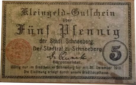 Аверс банкноты 5 пфеннигов (Германия) 1919 года